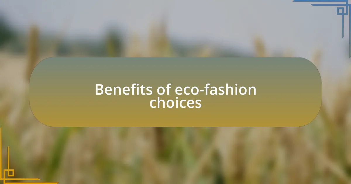 Benefits of eco-fashion choices