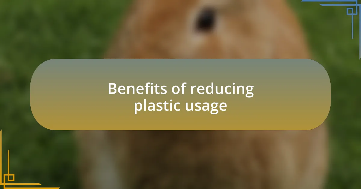 Benefits of reducing plastic usage