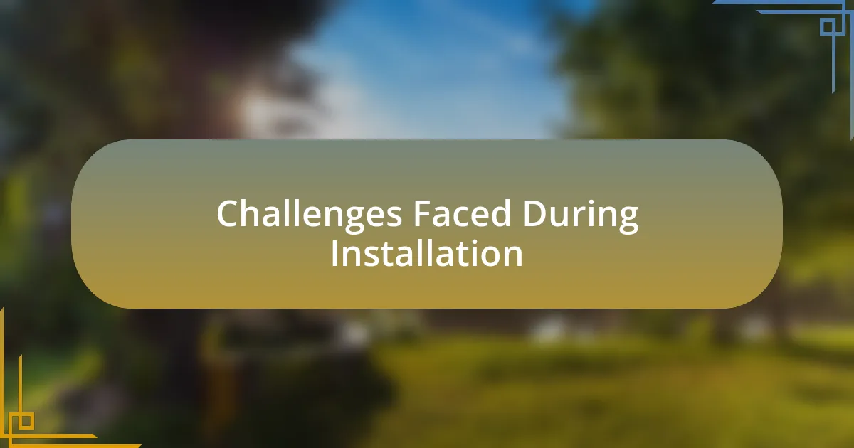 Challenges Faced During Installation