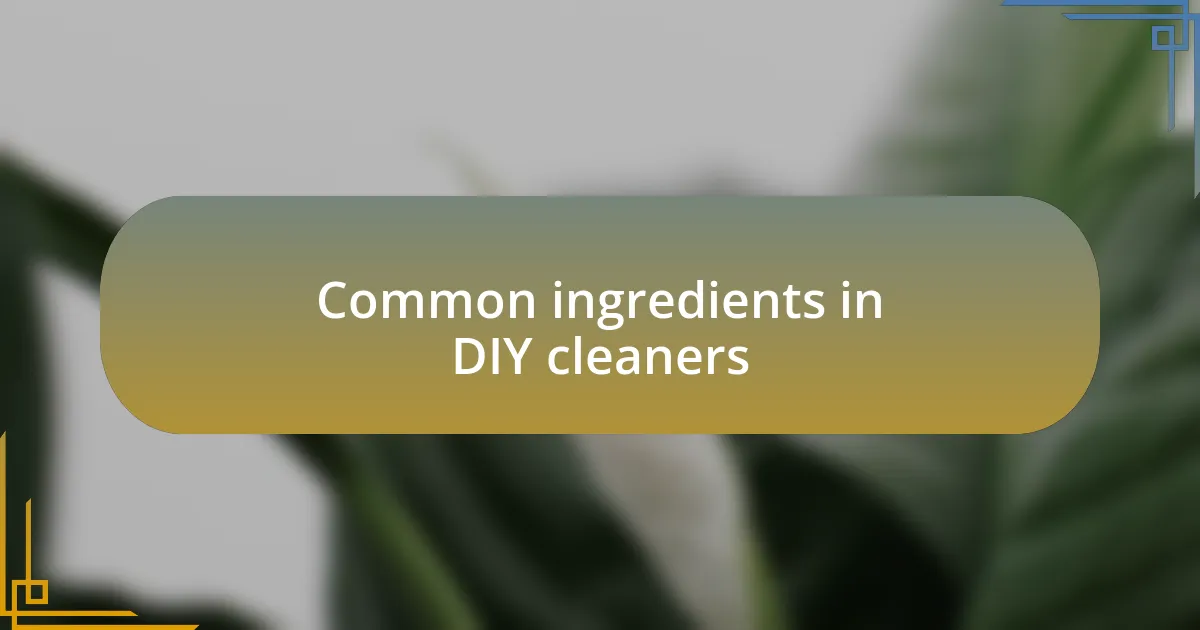 Common ingredients in DIY cleaners
