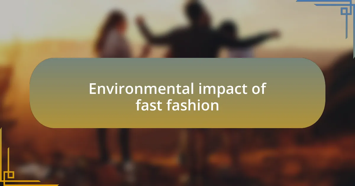 Environmental impact of fast fashion