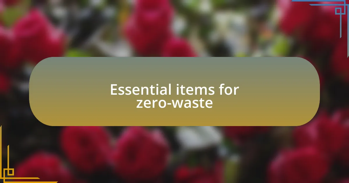 Essential items for zero-waste
