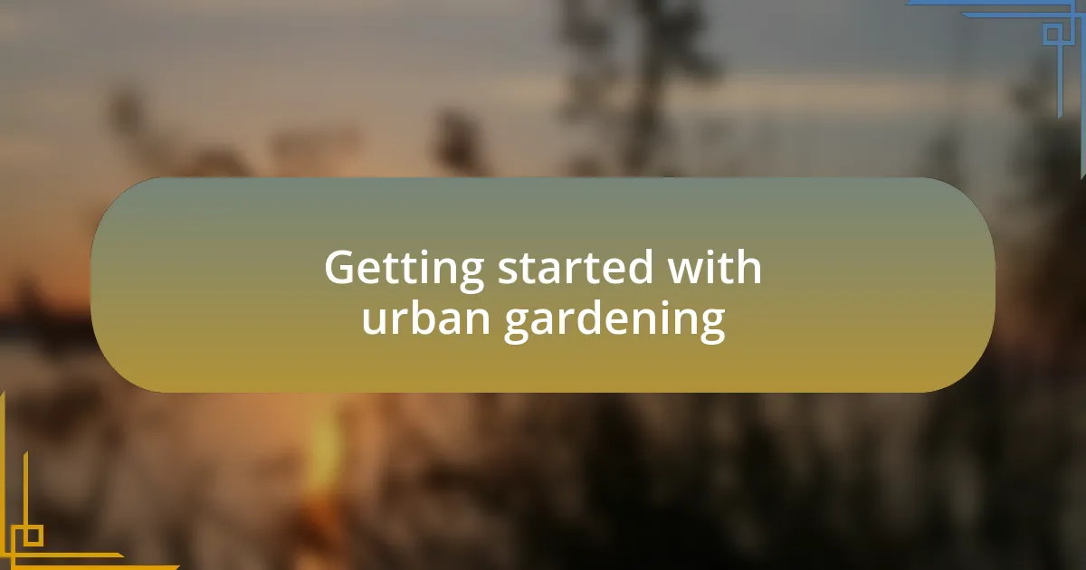 Getting started with urban gardening