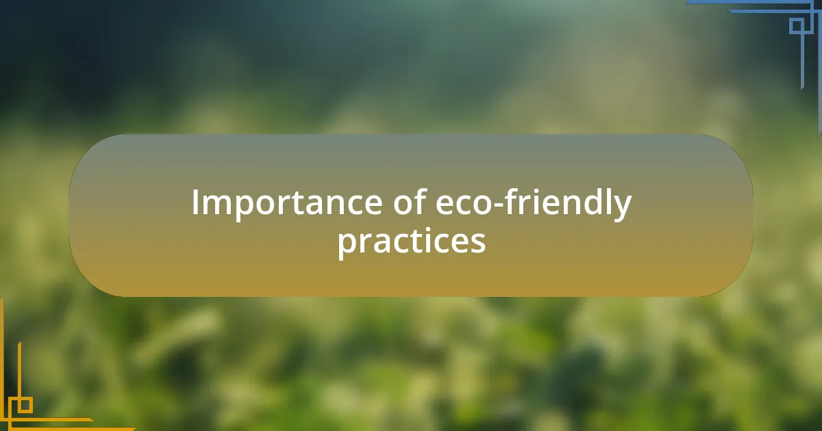 Importance of eco-friendly practices