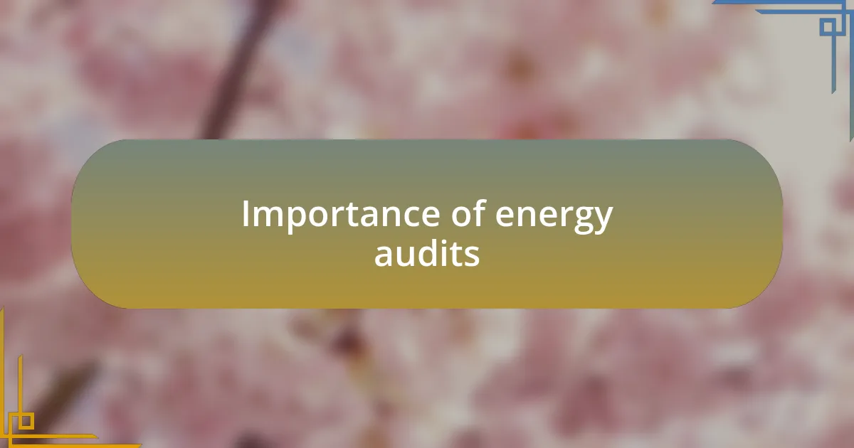 Importance of energy audits