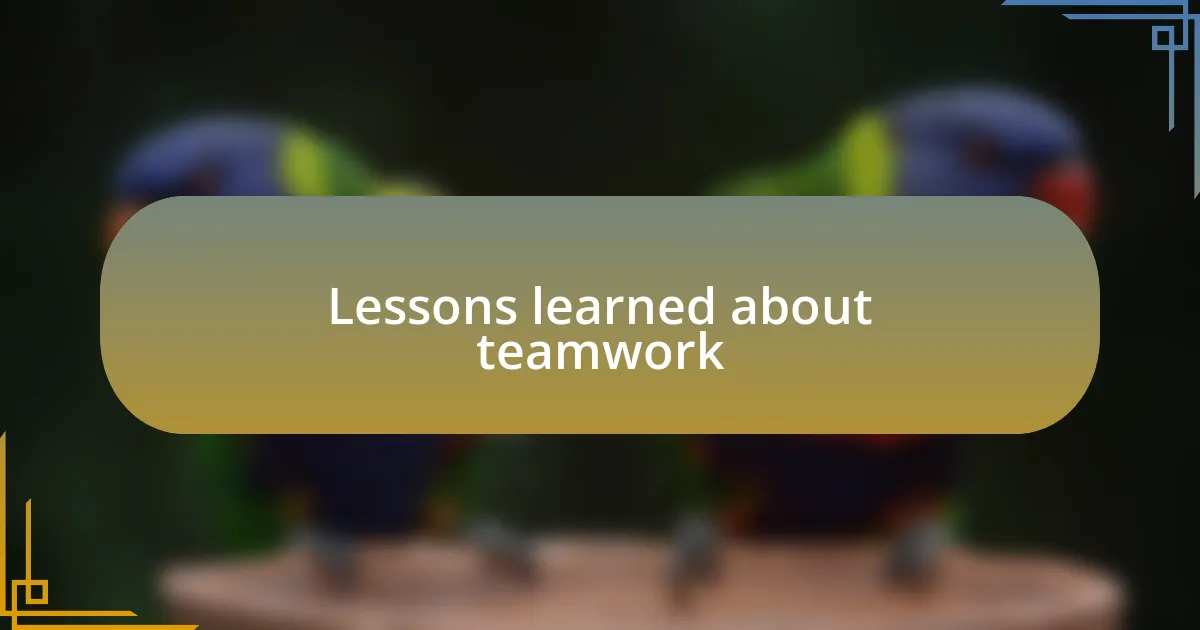 Lessons learned about teamwork