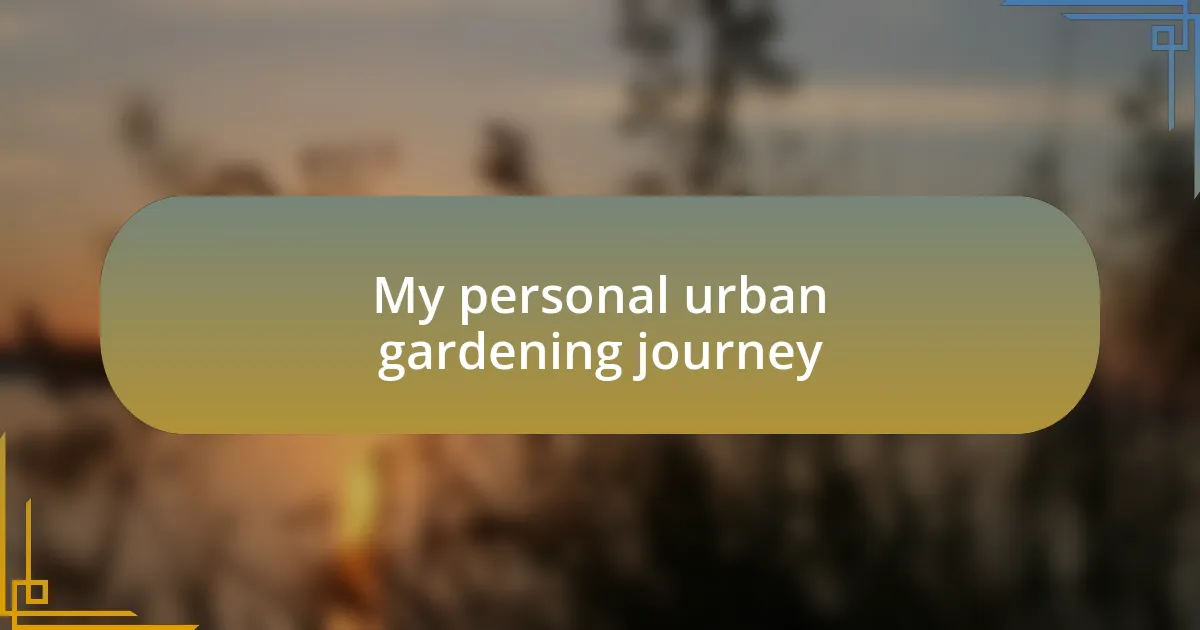 My personal urban gardening journey