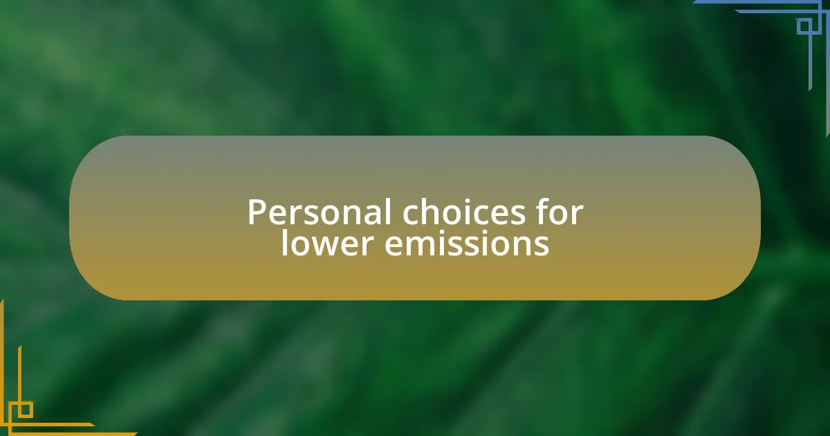 Personal choices for lower emissions