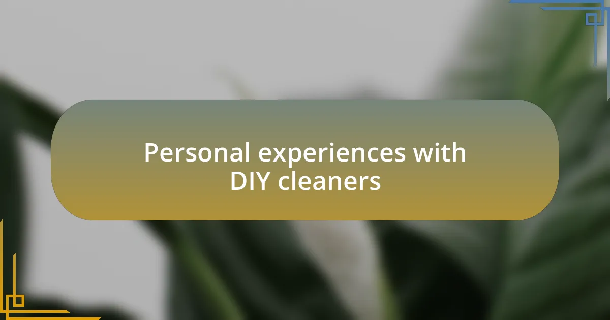 Personal experiences with DIY cleaners