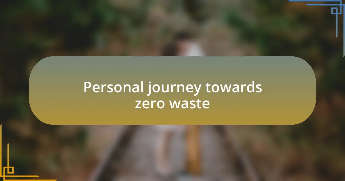 Personal journey towards zero waste
