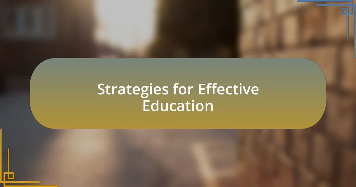 Strategies for Effective Education