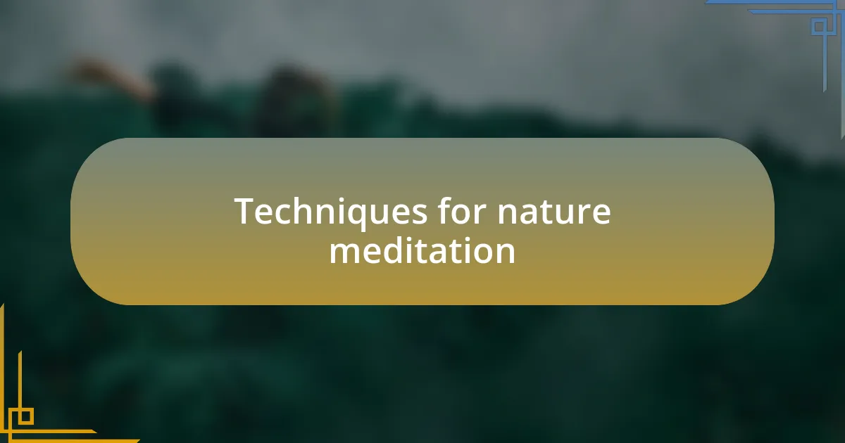 Techniques for nature meditation