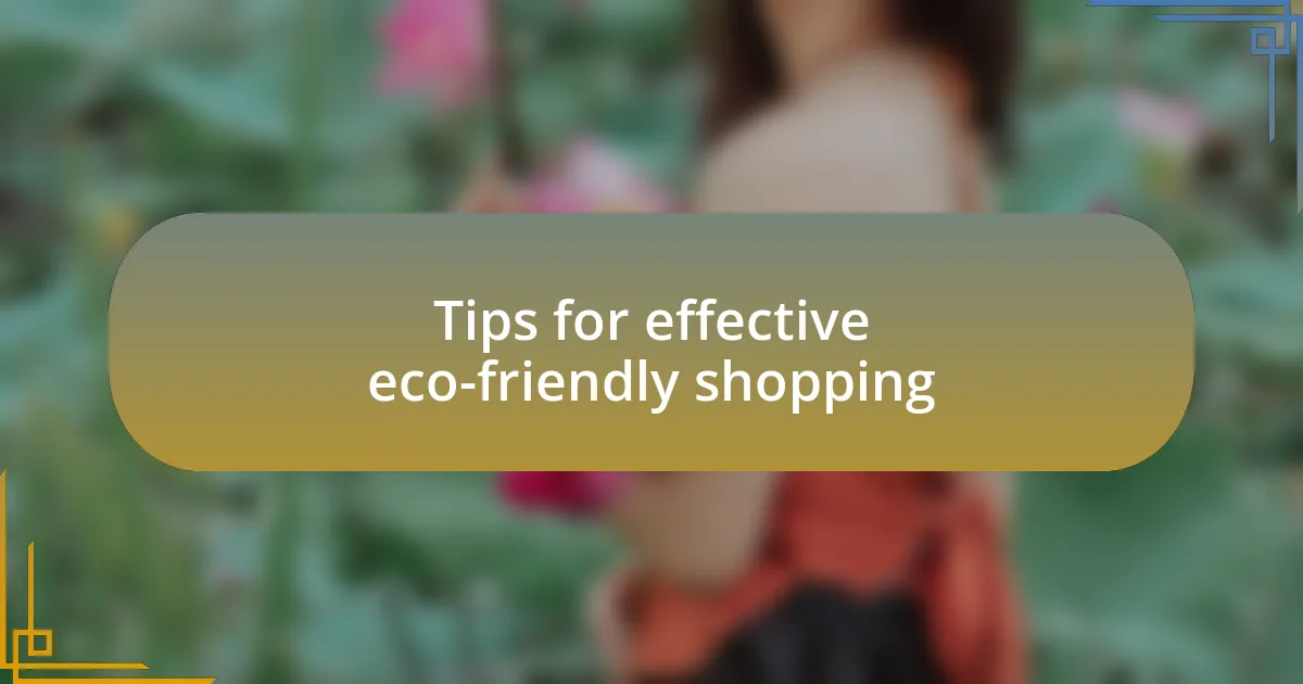 Tips for effective eco-friendly shopping