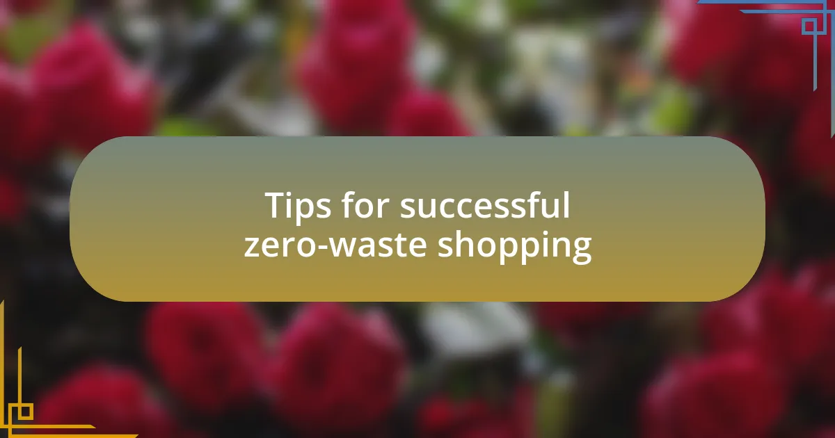 Tips for successful zero-waste shopping