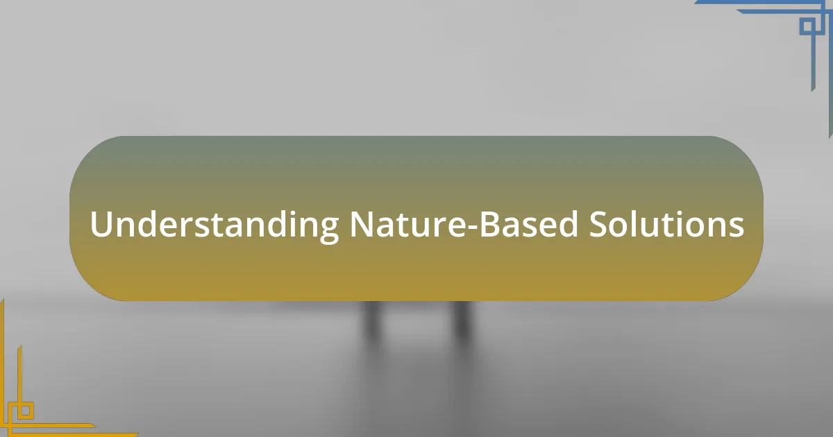 Understanding Nature-Based Solutions