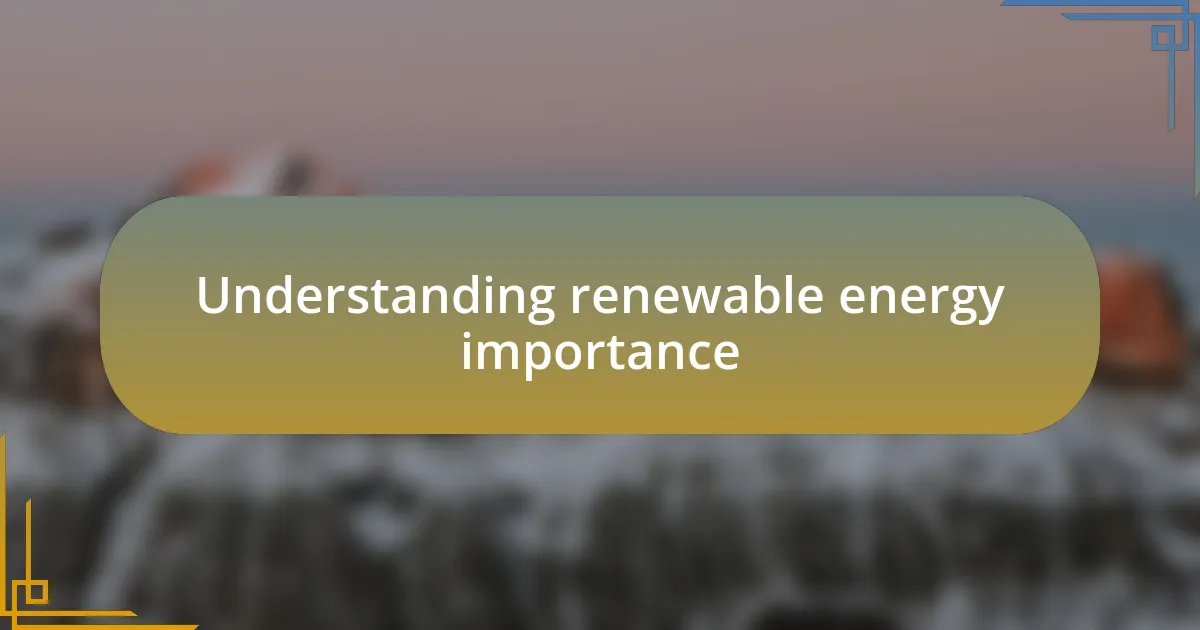 Understanding renewable energy importance